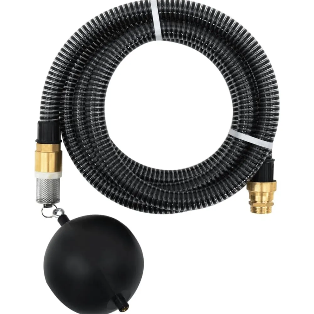 Tuin & Gazon*vidaXL Zuigslang met messing koppelingen 1,1'' 3 m PVC Zwart