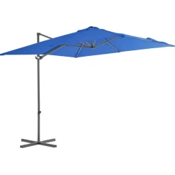 Tuin & Gazon*vidaXL Zweefparasol met stalen paal 250x250 cm azuur Blauw