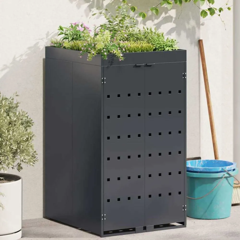 Zwenkwagen Opslag met Plantenbakdak voor Enkel 240L Bak>vidaXL Discount