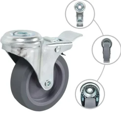 Materiaalbehandeling*vidaXL Zwenkwielen met boutgaten en dubbele remmen 4 st 75 mm