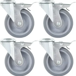 Materiaalbehandeling*vidaXL Zwenkwielen met boutgaten en dubbele remmen 4 st 100 mm
