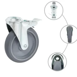Materiaalbehandeling*vidaXL Zwenkwielen met boutgaten en dubbele remmen 4 st 125 mm