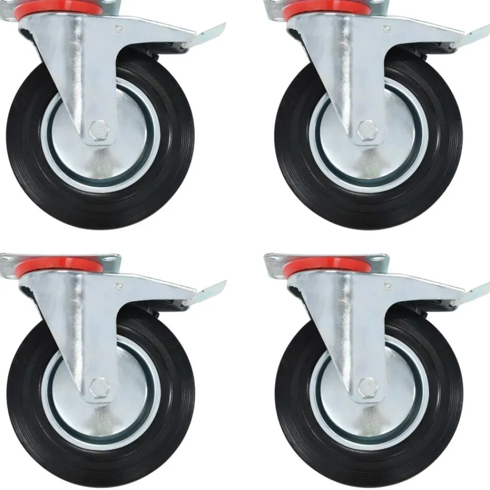 Zwenkwielen met dubbele remmen 4 st 200 mm>vidaXL New