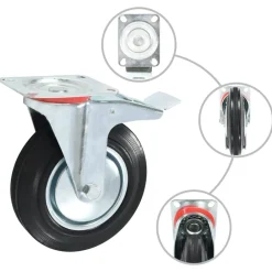 Zwenkwielen met dubbele remmen 4 st 200 mm>vidaXL New