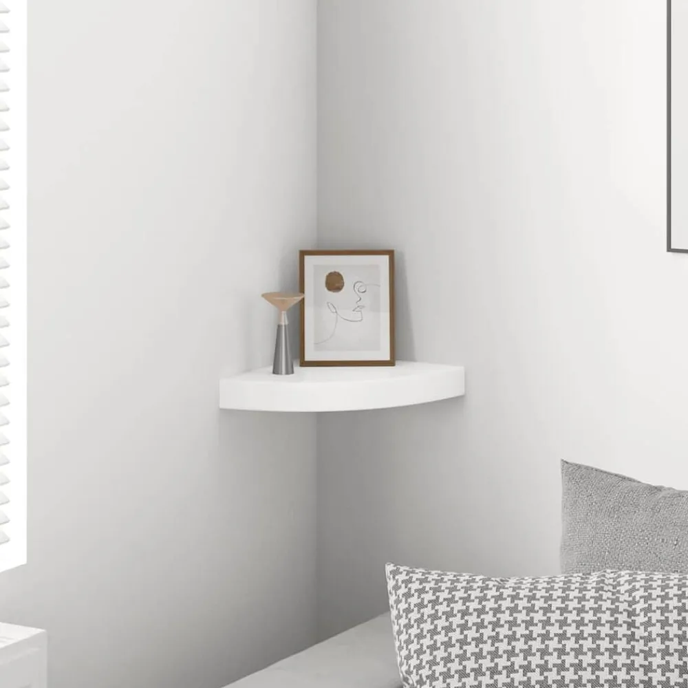 Boekenkasten & Wandplanken*vidaXL Zwevende hoekplank 25x25x3,8 cm MDF Hoogglans wit