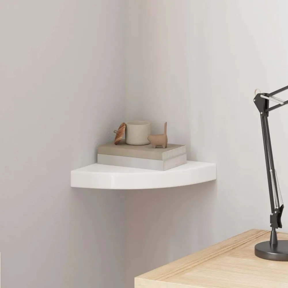 Boekenkasten & Wandplanken*vidaXL Zwevende hoekplank 25x25x3,8 cm MDF Hoogglans wit