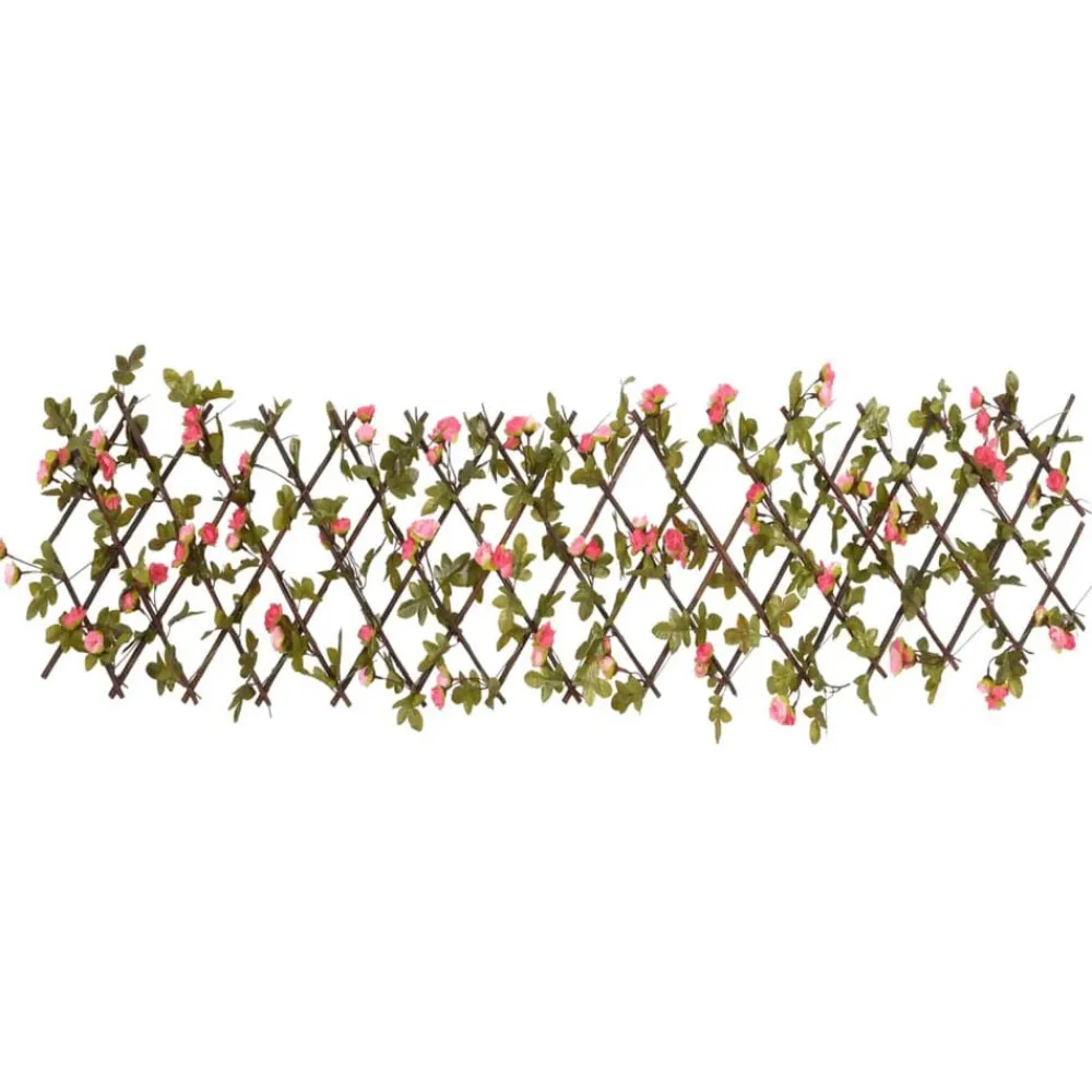 Tuinafscheidingen*vidaXL Kunstplant klimop op latwerk uittrekbaar 180x20 cm donkerroze