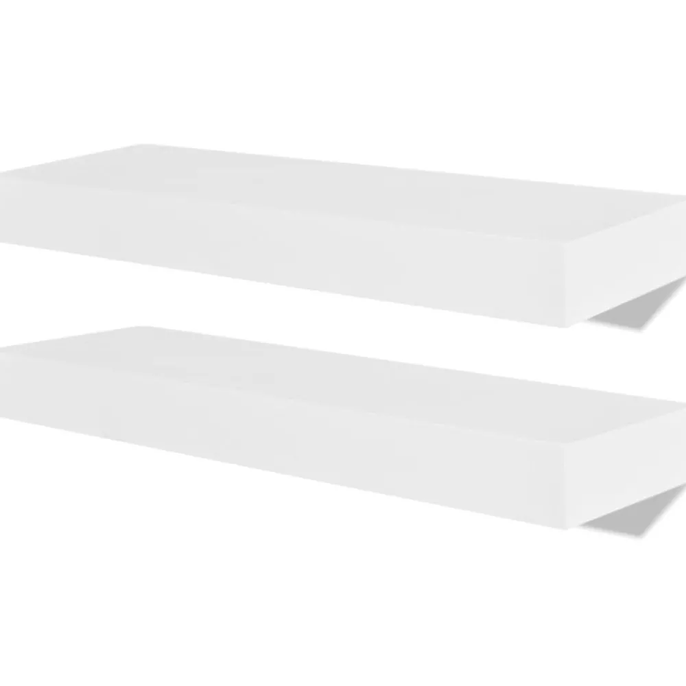 Boekenkasten & Wandplanken*vidaXL Wandplanken MDF zwevend voor boeken/dvd wit 2 st