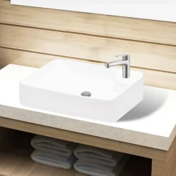 Sanitair & Loodgietersbenodigdheden*vidaXL Wasbak met kraangat, keramiek, Wit
